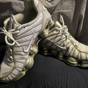 Nike Shox Gold and Cream Sneakers